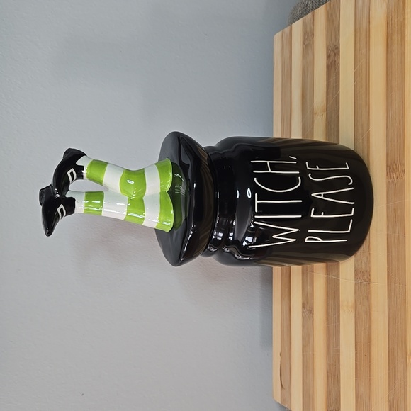 Rae Dunn "Witch Please" Black Witch Legs Candy Treat Jar - Picture 1 of 11